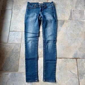 Y2K Bullhead Black Dark Wash Skinny Jeggings Sz 3 Stretch Low Rise Vintage 2000s